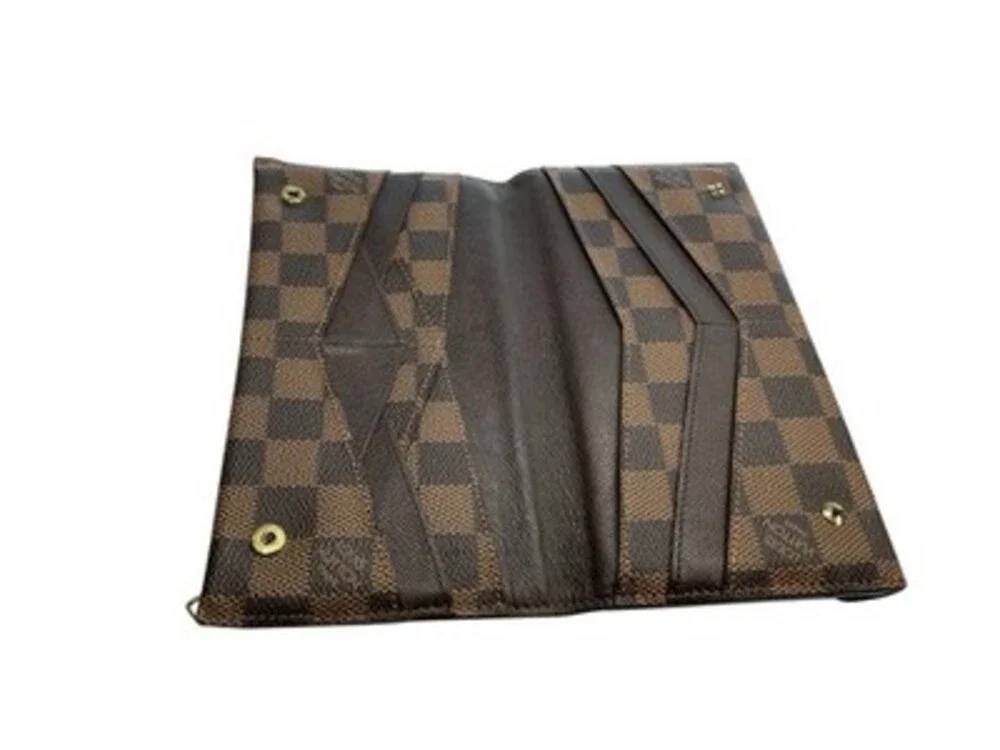 Louis Vuitton Authentic Brown Black Check Origami Long Wallet